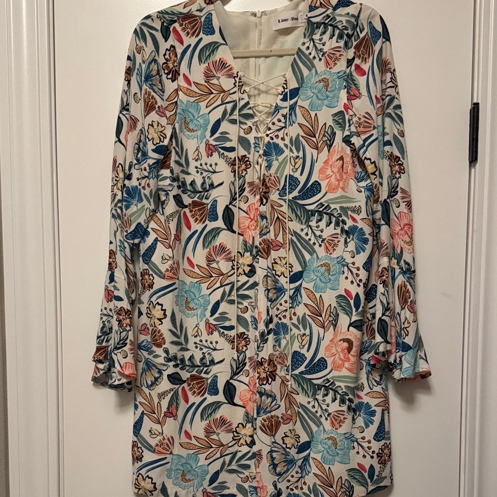 Line & Dot Botanical Print Dress